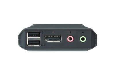 KVM switch/prepínač 2PC, DisplayPort 1.2, USB, audio, 1.2m káble, 4096x2160@60Hz, prepínanie tlačidl