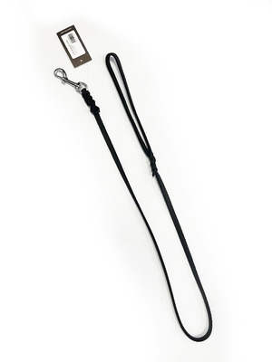 Vodítko s uškom, 10mm/130cm, chrómová karabína, koža, čierne