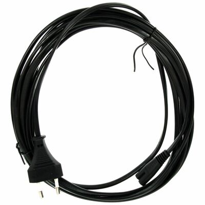 Kábel sieťový 230V, 2pin vidlica (CEE7/16) priama - C7 (2pin), 0.3m, 0.75mm², 2.5A, čierny