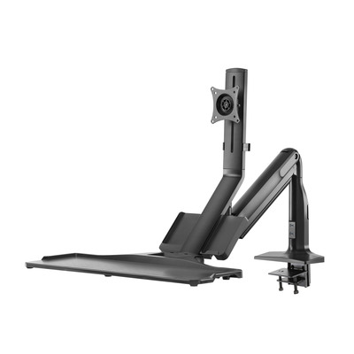 Držiak pre monitor 17-32", klávesnicu a myš na stôl, úchyt o dosku, max 9kg, VESA 75/100, čierny