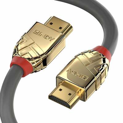 Kábel HDMI M/M 15m, Ultra High Speed+Eth, 4K@60Hz, HDMI 2.0, 18G, G pozl. kon., sivý, Gold Line