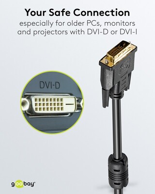 Kábel DVI-D M/M 1.8m, Dual-Link, 3840x2160@30Hz, HQ s ferrit., čierny, G pozl. Konektor