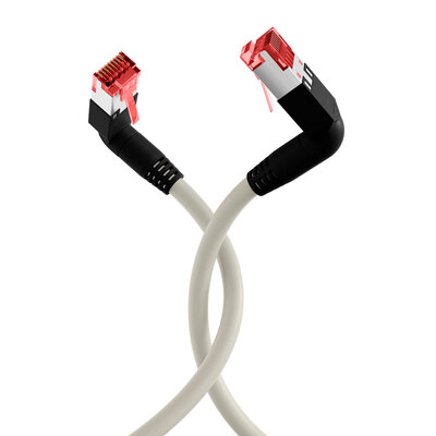 S/FTP (PiMF) Patchkábe LSOH, 0.5m cat.6a, sivý, Cu, Daka UC900 s TM21, 2x90°