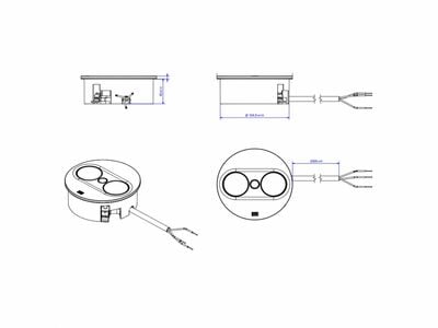 TWIST2 ROUND 1xUTE 230V, nabíjačka (USB A + USB C), 2m kábel 1.5mm², vidlica CEE7/7, nerezová farba