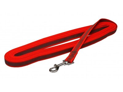 Vodítko stopovacie bez uška pogumované, 20mm/10m, chrómová karabína, oranžové