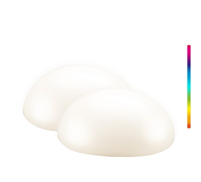 LED svietidlo solárne záhradné v tvare kameňa,  IP44 vonkajšie, RGBW, 24cm, 2 ks/bal