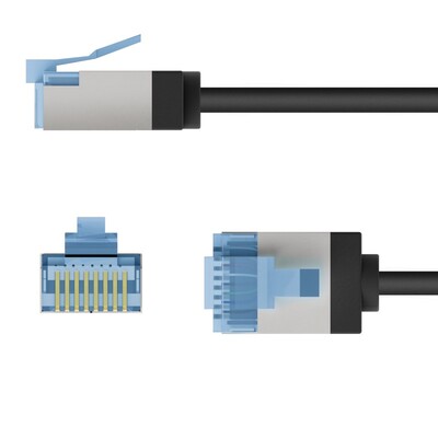 U/FTP Patchkábel LSOH TPE 0.25m cat.6a, čierny, slim, Cu, Flex Cable, Eco obal