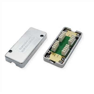 Spojka inštalačného kábla, Junction BOX STP, cat.6a, LSA-LSA, tienená, 600MHz, sivá/strieborná
