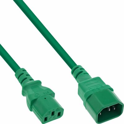 Kábel sieťový 230V predlžovací, C13 - C14, 1.5m, 0.75mm2, 10A, zelený