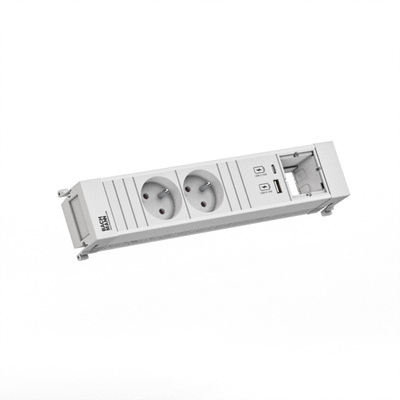 Power Frame 2xUTE 230V, 1xCustom, nabíjačka (USB A + USB C), 0.2m kábel 1.5mm², GST18, biely