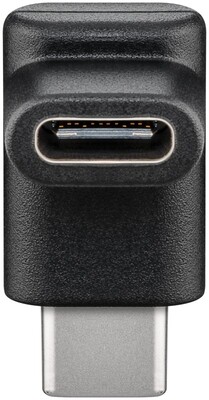 Adaptér USB 3.2 Gen 1, Typ C, C-C M/F, 5Gbps, zahnutý dole/hore 90°, čierny