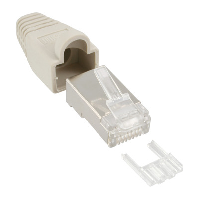 Konektor 8/8 RJ45 cat.5e, FTP+krytka, béžový, 10ks/bal