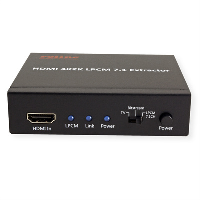 HDMI Audio Extraktor, digital: toslink (S/PDiF), analog: 4x 3.5mm jack, čierny