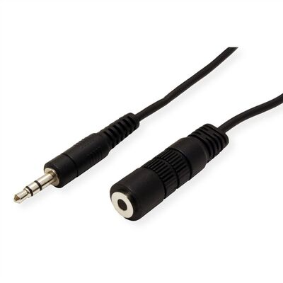 Kábel 3.5mm stereo jack M/F predlžovací 5m, čierny