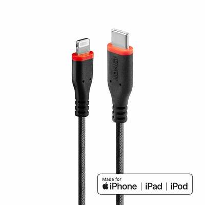 Kábel USB 3.1 Typ C CM/"Lightning" pre Apple, 2m, High Speed, posielný, čierny s MFI cert., 