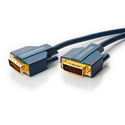 Kábel DVI-D M/M 7.5m, Dual-Link, 4K@60Hz, 7.92Gbit/s, HQ, OFC, čierny, G pozl. Konektor, Clicktronic