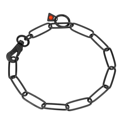Obojok retiazkový nastaviteľný 3mm/48cm, karabína, dlhé oko, nerezová oceľ, čierny, HS