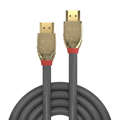 Kábel HDMI M/M 2m, High Speed+Eth, 4K@60Hz, HDMI 2.0, 18G, pozl. konektor, sivý, Gold Line