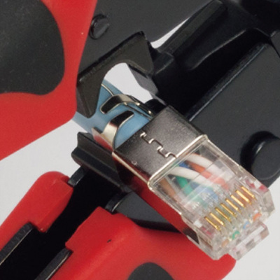 Kliešte krimpovacie na konektor RJ45 (8P8C), s nastavitelnou čeľustou pre konektor na lanko / drôt