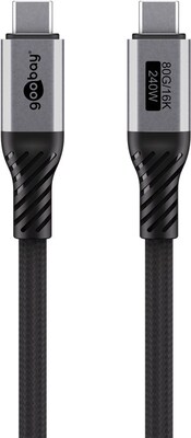 Kábel USB 4 Gen 3x2, Typ C CM/CM 1.5m, 80Gbps, PD 240w 48V5A, oplet, čierny