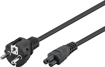 Kábel sieťový 230V pre notebook, vidlica (CEE7/7) priama - C5, 1.8m, 0.75mm², 2.5A, čierny