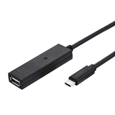 Kábel USB 2.0 CM/AF 10m, High Speed, predlžovací, čierny, aktívny