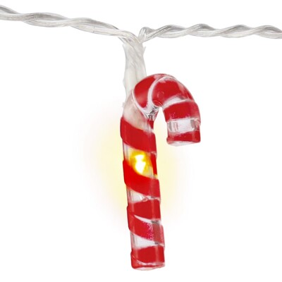 Led svetelná reťaz s 10x "Candy Canes" napájanými z 2xAA batériami IP20, 1.2m, červená/biela