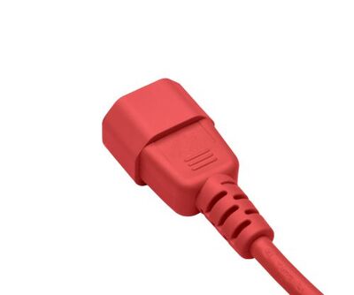 Kábel sieťový 230V predlžovací, C13 - C14, 5m, 1.00mm², 10A, červený