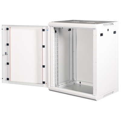 19" Rack na stenu 15U, sivý, 779x600x450mm (HxWxD), odnímateľné bočnice