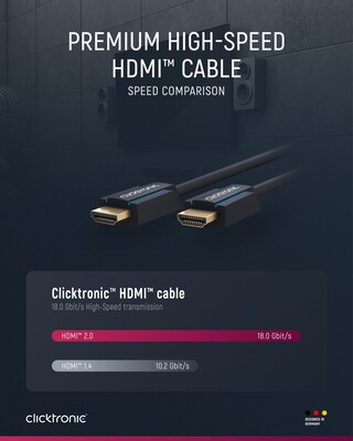 Kábel HDMI M/M 3m, High Speed+Eth, 4K@60Hz, HDMI 2.0, 18G, pozl. konektor, modrý, C