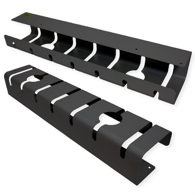 Káblový organizér, žľab na káble pod stôl, hliníkový, 530x110x80mm (DxHxV), čierny, 2ks/bal