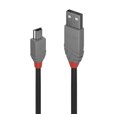 Kábel USB 2.0 A-MINI-B 5pin M/M 1m, High Speed, čierny, Anthra Line
