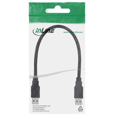 Kábel USB 3.2 Gen 1, A-A M/M 0.5m, 5Gbps, čierny