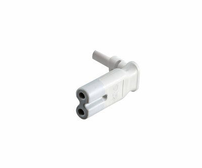 Kábel sieťový 230V, 2pin vidlica (CEE7/16) lomená - C7 (2pin) zahnutý, 2m, 0.75mm², 2.5A, biely