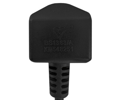 Kábel sieťový 230V, vidlica (BS1363A) UK lomená - C13, 1.8m, 0.75mm², 10A poistka, čierny