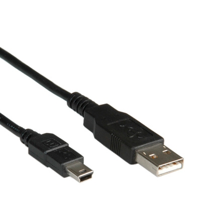 Kábel USB 2.0 A-MINI-B 5pin M/M 0.8m, High Speed, čierny