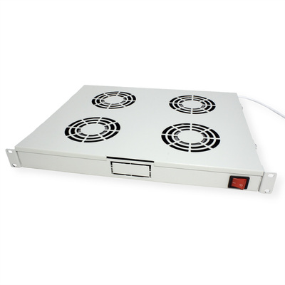 19" Ventilačná jednotka, 4 vetráky, 1U, s termostatom, sivá