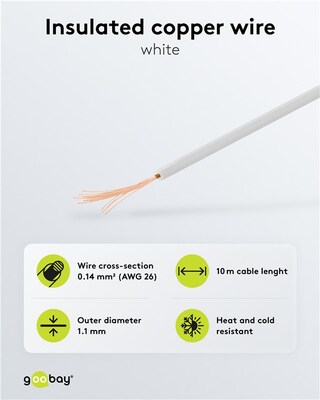 Kábel medený izolovaný 10m, 1x0.14mm, biely