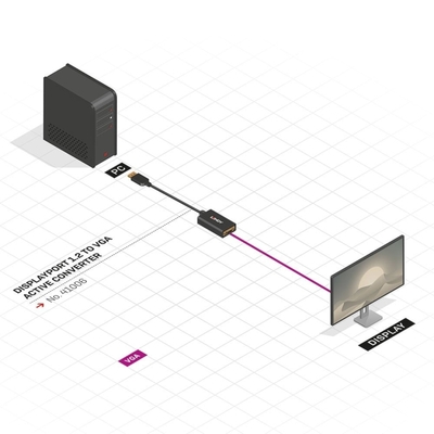 Adaptér DisplayPort/VGA, 15cm čierny, DP ver. 1.2