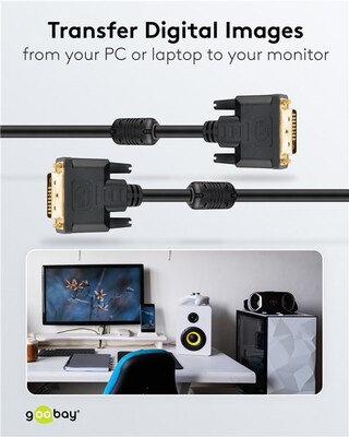 Kábel DVI-D M/M 10m, Dual-Link, 3840x2160@30Hz, HQ s ferrit., čierny, G pozl. Konektor