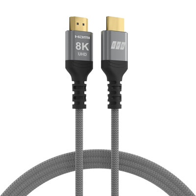 Kábel HDMI M/M 5m, Ultra High Speed+Eth, 8K@60Hz, HDMI 2.1/2.0, 48G, pozla. konektor, sivý