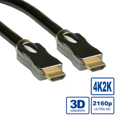 Kábel HDMI M/M 15m, Ultra High Speed+Eth, HDMI 2.0, 4K@60Hz 18G, G pozl. kon., čierny
