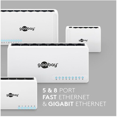 Switch Gigabit 8port, plast, biely, stolný
