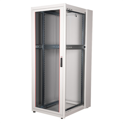19" Rack na podlahu 42U, 2010x800x1000mm (HxWxD), BASIC, sklenené dvere, sivý