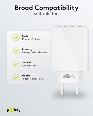 Nabíjačka USB 230V 4port, 4xUSB A, 3A, 30W, biela