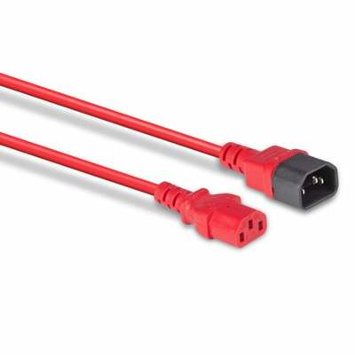 Kábel sieťový 230V predlžovací, C13 - C14, 2m, 1.00mm², 10A, červený