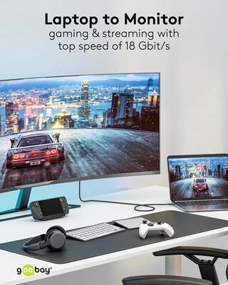 Kábel USB 3.1 Typ C na HDMI M/M 3m, gen.2, 4K@60Hz, čierny/sivý, oplet, pozl. konektor