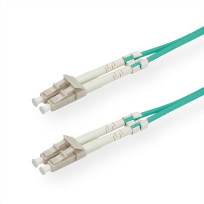 Fiber kábel LC-LC, 10m Duplex OM3(50/125µm), LSOH, low-loss konektor, 2.8mm, tyrkysový
