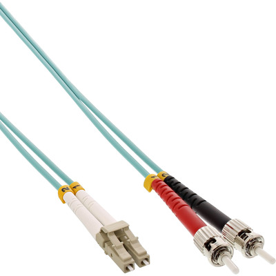 Fiber kábel LC-ST, 7.5m Duplex OM3(50/125µm), LSOH, 2mm, tyrkysový