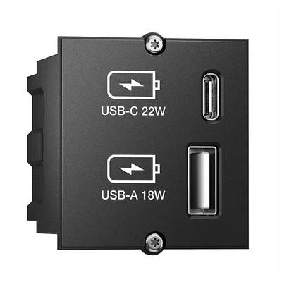 Modul pre BACHMANN, nabíjací/charger, 2xUSB (USB A + USB Typ C), 22W, 0.2m, GST18, čierny